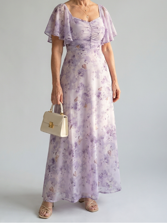 Vaelis |  Flutter Sleeve Midi Dress